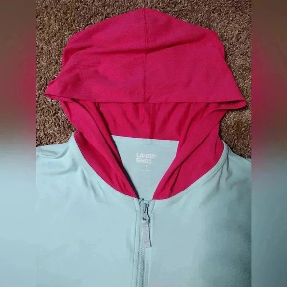 Lands End Colorblock zipup lightweight hoodie NWOT - Picture 7 of 9